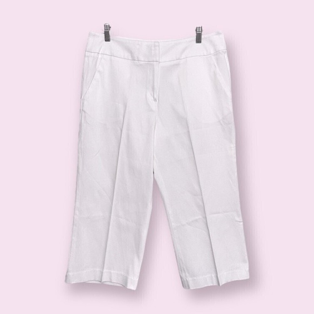 Sandro Sportswear High Rise Crop Trousers White Wide Leg Cotton Womens Size 12